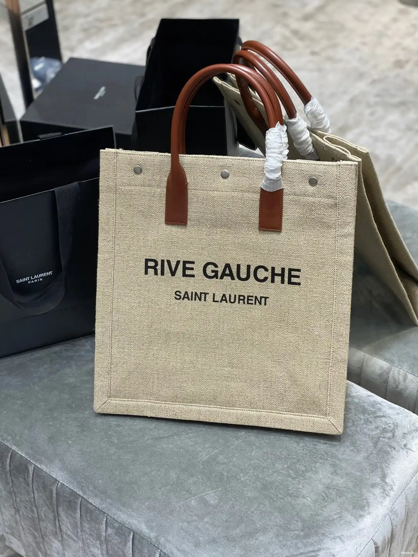 S RIVE SHOPPING GAUCHE IN AND LINEN YSL N BAG COTTON 0624